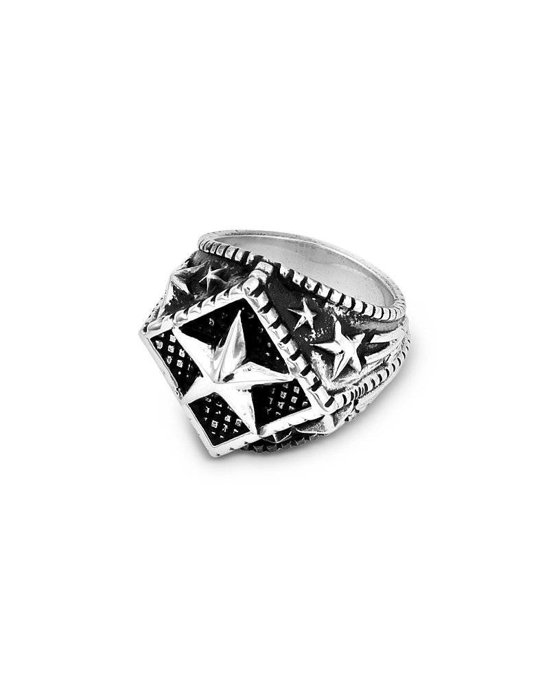Shop King Baby Studio Men's Sterling Silver Men's Star Signet Ring