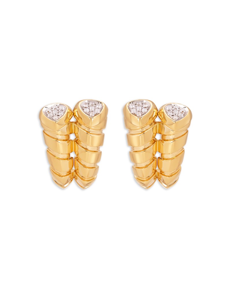 Marina B 18K Yellow Gold Trisolina Diamond Pave Double Row Stud Earrings