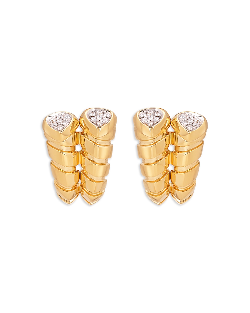 Marina B 18K Yellow Gold Trisolina Diamond Pave Double Row Stud Earrings