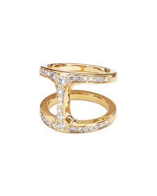 HOORSENBUHS - 18K Yellow Gold Phantom Diamond Double Row Statement Ring