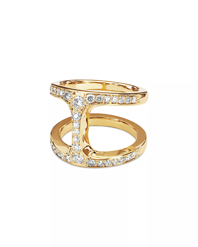 Hoorsenbuhs 18K Yellow Gold Phantom Diamond Double Row Statement Ring