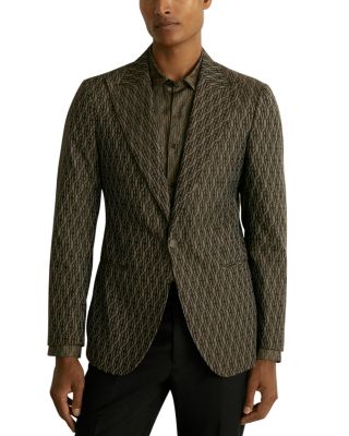 REISS - Delt Geo Jacquard Regular Fit Peak Lapel Blazer