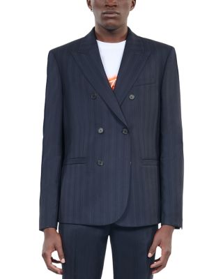 The Kooples - Stripe Straight Fit Double Breasted Peak Lapel Suit Jacket
