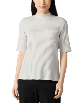 Eileen Fisher Mock Neck Elbow Sleeve Top