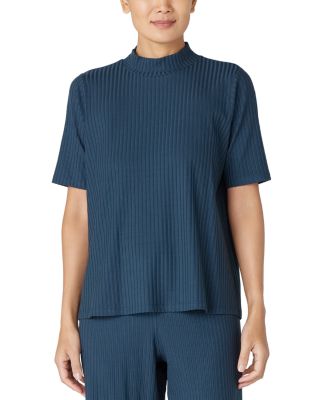 Eileen Fisher Mock Neck Elbow Sleeve Top