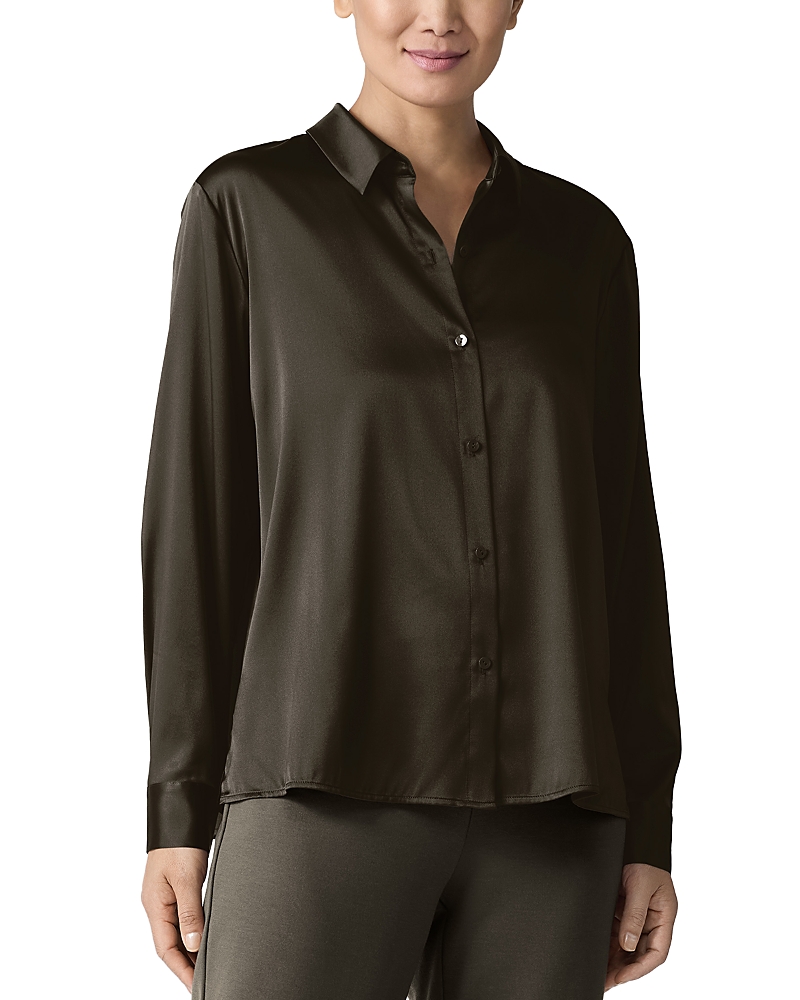Eileen Fisher Classic Collared Shirt In Black