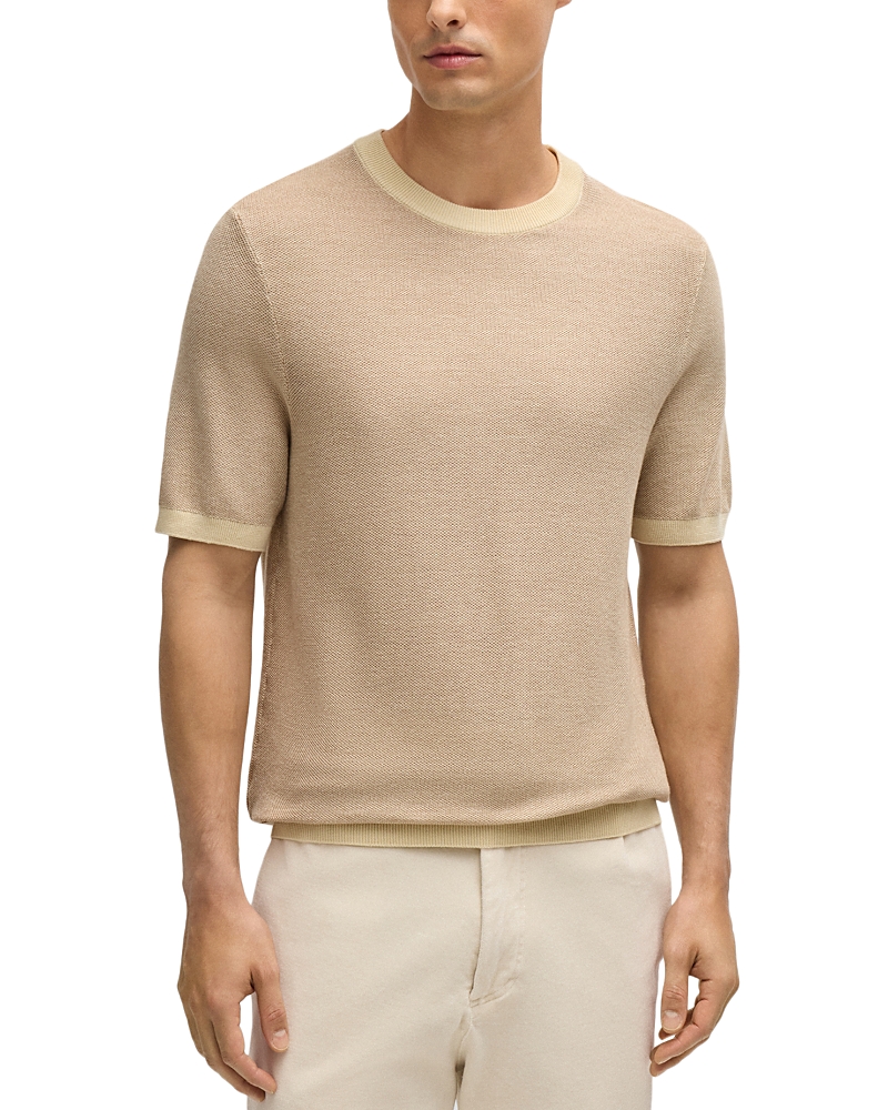 HUGO BOSS TANTINO COTTON BLEND TEXTURED KNIT TEE
