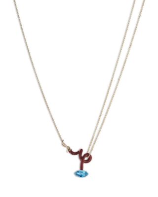 Bea Bongiasca - 9K Yellow Gold & Sterling Silver You're So Vine Blue Topaz Brown Pendant Necklace, 15"-15.75"