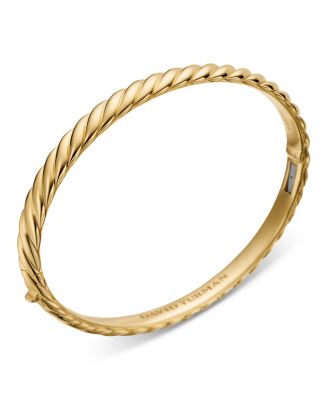 18K Yellow Gold Sculpted Cable Twist Bangle Bracelet, 6mm
