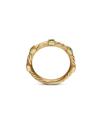 18K Yellow Gold Cable Sapphire Stack Band Ring