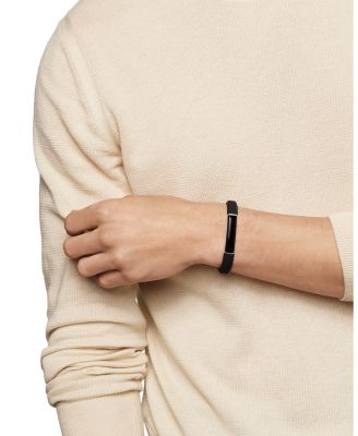 Men's Sterling Silver Streamline&reg; Onyx Black Rubber Bracelet