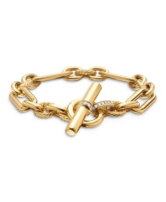 David Yurman Lexington Chain Bracelet in 18K Yellow Gold with Diamonds
