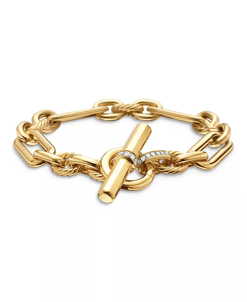 David Yurman Lexington Chain Bracelet in 18K Yellow Gold with Diamonds