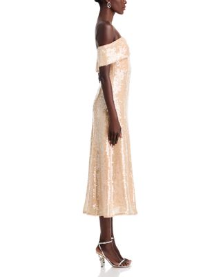 Gold Sequin Off-the-Shoulder Dress - Exclusive