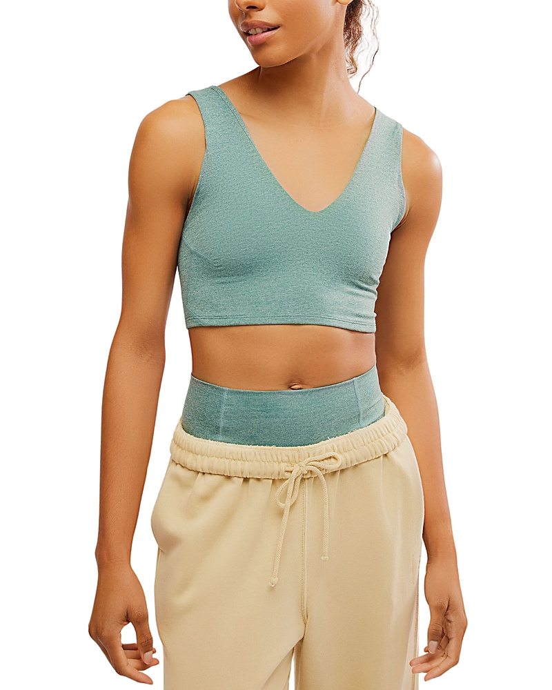 Free People Fp Movement Never Better Heather Crop Top In Green