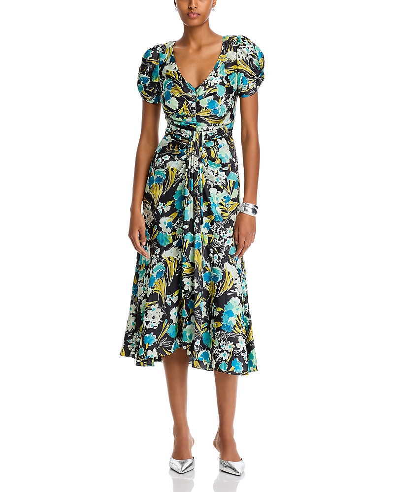 Cinq À Sept Cinq A Sept Tossed Floral Walker Dress In Obsidian Multi