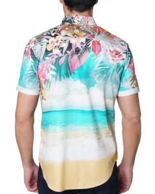 Beach Santa Cotton Printed Classic Fit Button Down Shirt