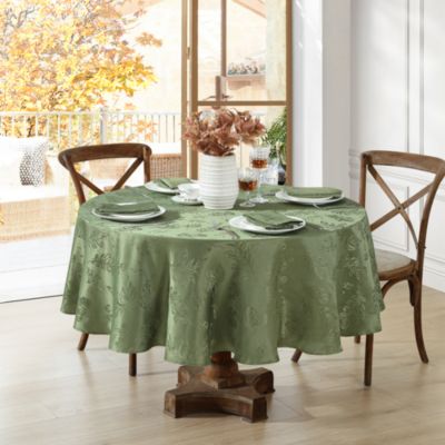 Elegant Woven Leaves Jacquard Damask Oval Tablecloth
