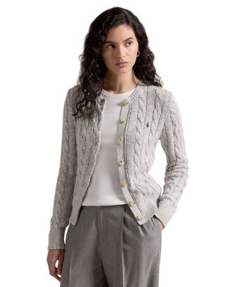 Lauren Ralph Lauren outlet Womens Gray Heather Long Sleeve Knit Cardigan Size S $195