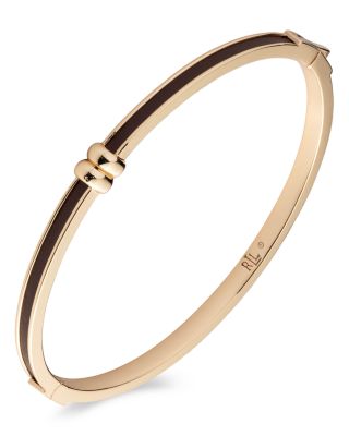 Ralph Lauren - Leather Inlay Bangle Bracelet in Gold Tone