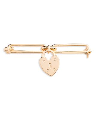 Ralph Lauren - Heart Lock Charm Link Pin in Gold Tone