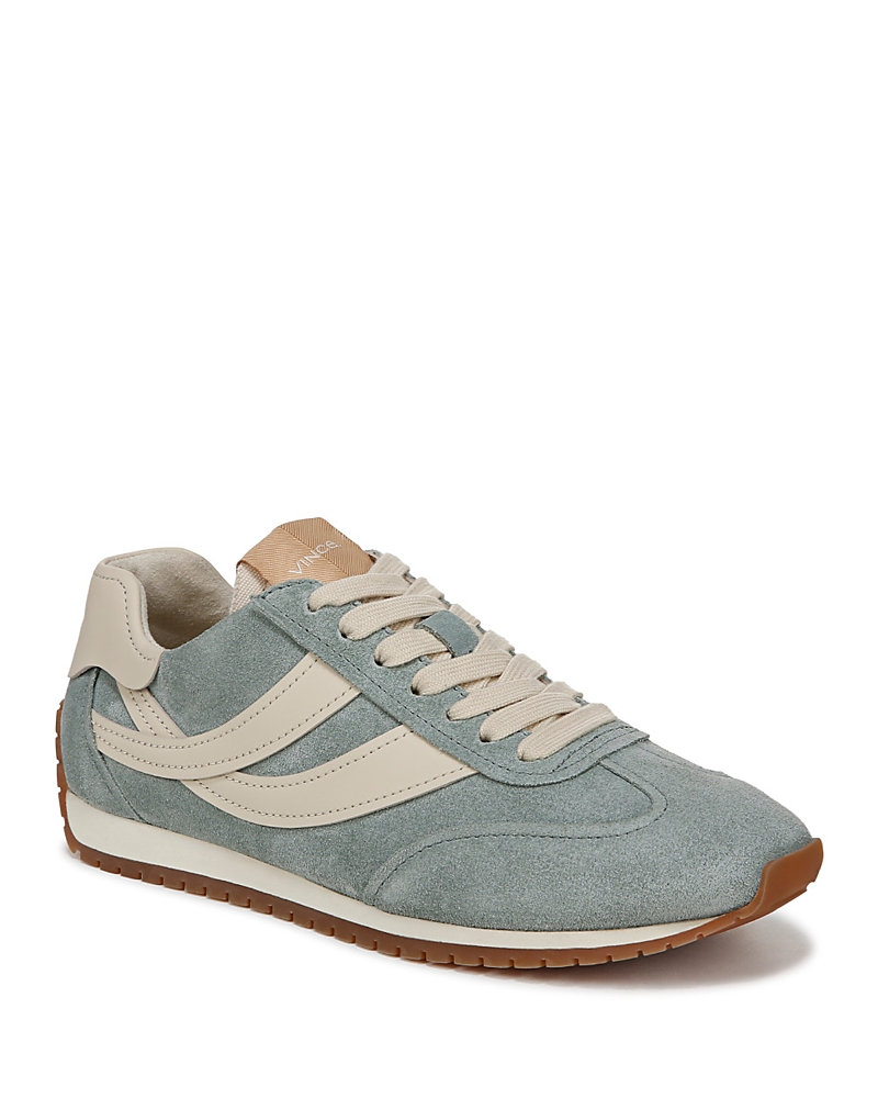 Vince Oasis Mixed Leather Retro Sneakers In Bitter Sage Green