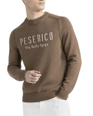 Peserico Crewneck Merino Wool Logo Sweater