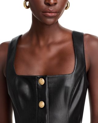 L'AGENCE Button Front Faux Leather Tank Dress | Bloomingdale's Women