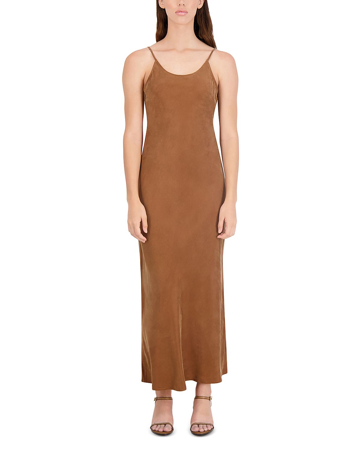 Point Faux Suede Slip Dress