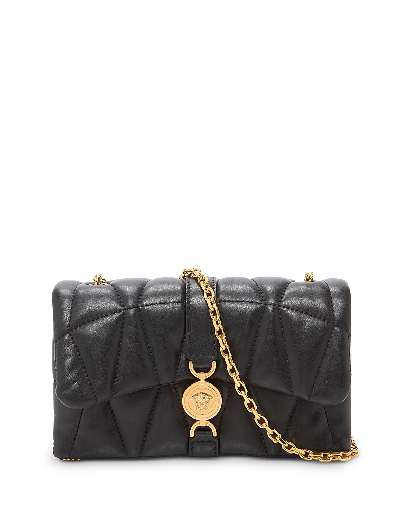 Versace Mini Quilted Kleio Leather Crossbody Bag In Black