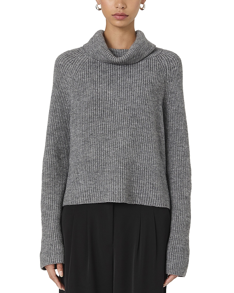 French Connection Mersai Cowl Neck Sweater In Stone Grey