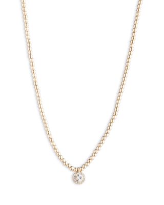 Ralph Lauren - Crystal Halo Beaded Pendant Necklace in Gold Tone, 16"