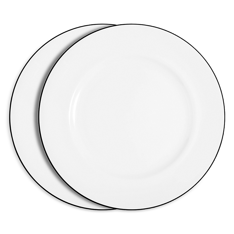 Richard Brendon Line Rimmed Bread & Butter Plate In Matte Black/white