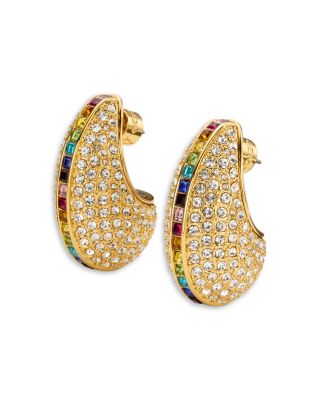 Kurt Geiger London Pave Dome Multicolor Crystal Drop Earrings in Gold Tone