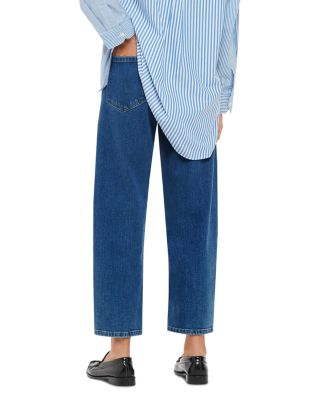 High Waist Straight Barrel Jeans in Denim