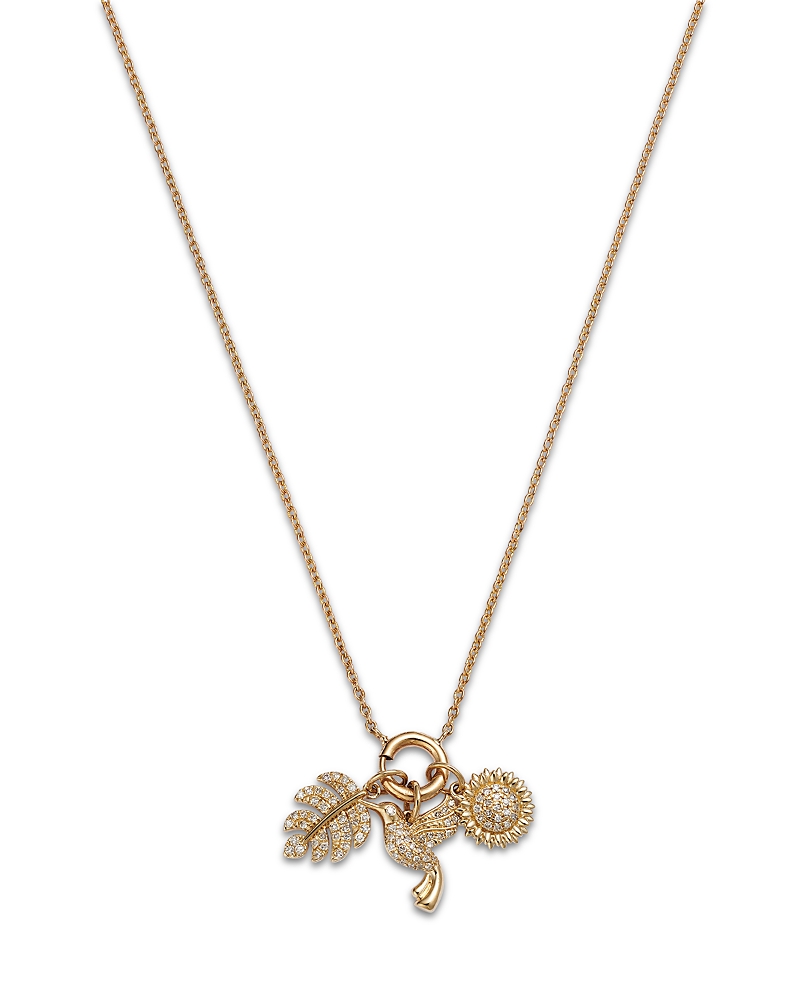 Bloomingdale's Fine Collection Diamond Garden Inspired Charm Necklace In 14k Yellow Gold, 0.25 Ct. T. W. In Gold