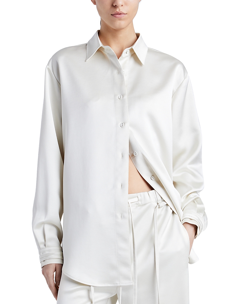 Shop Proenza Schouler White Label Raven Satin Shirt In Enoki