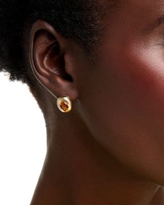 Citrine Polished Bezel Oval Stud Earrings in 14K Yellow Gold
