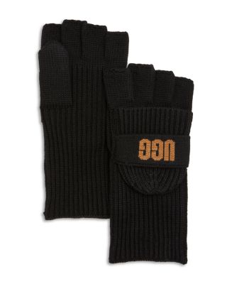 UGG® - Knit Logo Strap Fingerless Glove Mittens