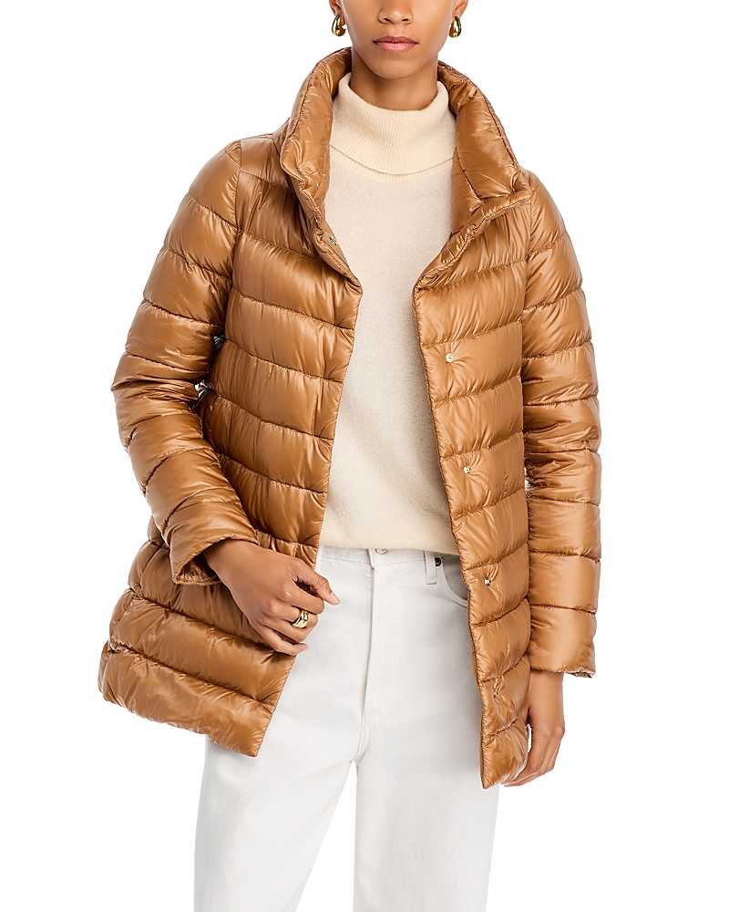 Herno Amelia Stand Collar Down Coat In Bronze