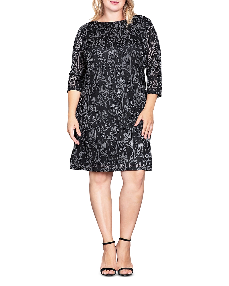 Standards & Practices Printed Shift Dress In Black