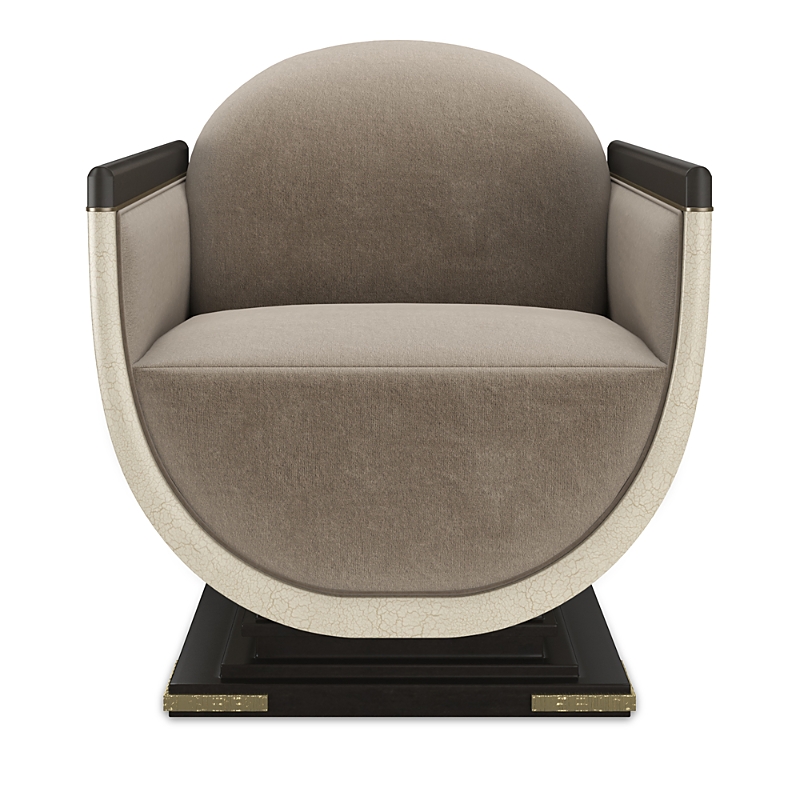 Caracole Helena Chair In Ivory Craze/charred Bark/brushed Gold