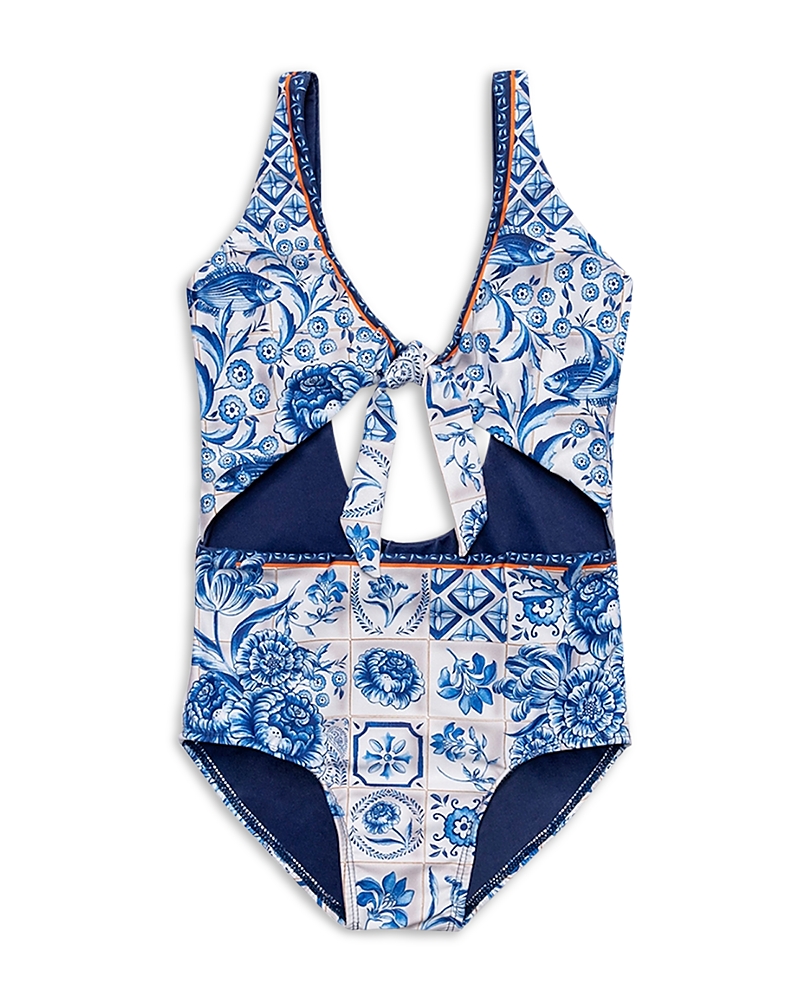 Agua Bendita Girls' Iliana Azure Tie 1 Piece Swimsuit - Little Kid, Big Kid