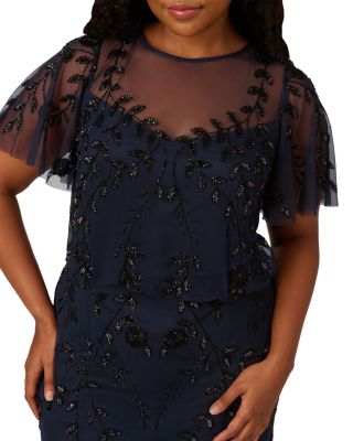 Plus Size Beaded Blouson Short Sleeve Dress