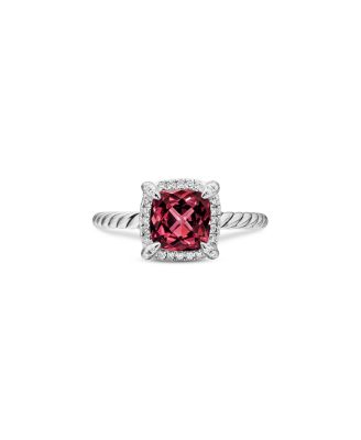 David Yurman - Sterling Silver Petite Chatelaine&reg; Ring with Garnet & Diamonds - Exclusive