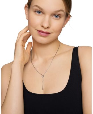 Cable Collectibles Heart Y Necklace in Sterling Silver with Pav&eacute; Diamonds, 21"