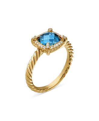 Petite Ch&acirc;telaine&reg; Pav&eacute; Bezel Ring in 18K Yellow Gold with Pink Tourmaline