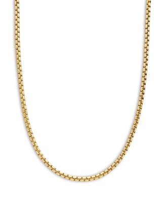 18K Yellow Gold Medium Box Chain Necklace 18"-26", 3.4mm