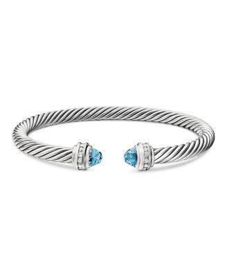 Sterling Silver Cable Classics Bracelet with Gemstones & Diamonds