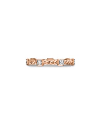 Cable Collectibles Cable Stack Ring in 18K Rose Gold with Diamonds